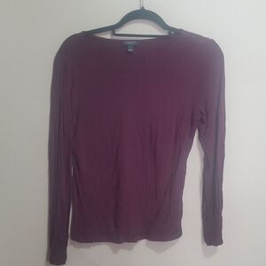Ann Taylor Women's Long-Sleeve Crewneck Top in Plum